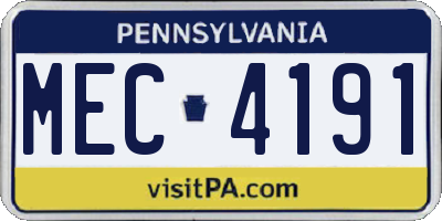 PA license plate MEC4191