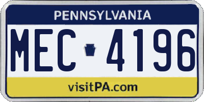 PA license plate MEC4196