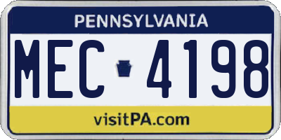 PA license plate MEC4198