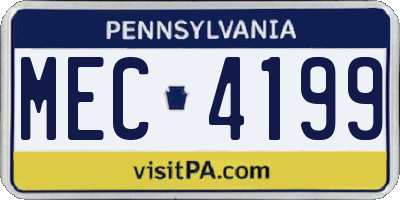 PA license plate MEC4199