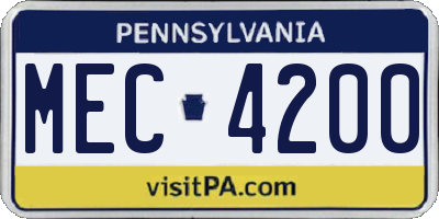 PA license plate MEC4200