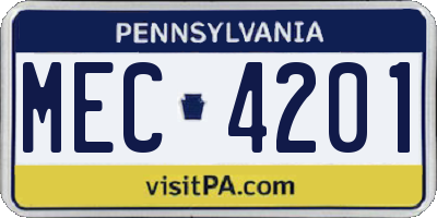 PA license plate MEC4201