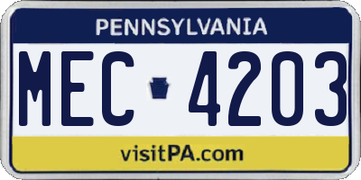 PA license plate MEC4203