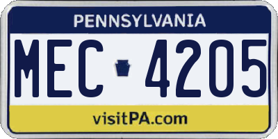 PA license plate MEC4205