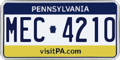 PA license plate MEC4210