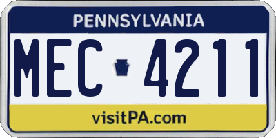 PA license plate MEC4211