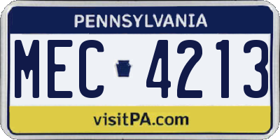PA license plate MEC4213