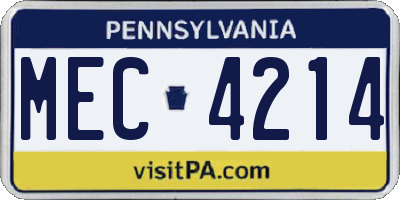 PA license plate MEC4214