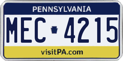 PA license plate MEC4215