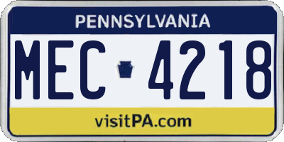 PA license plate MEC4218