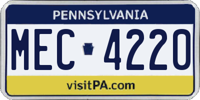 PA license plate MEC4220