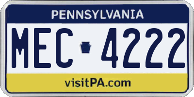 PA license plate MEC4222