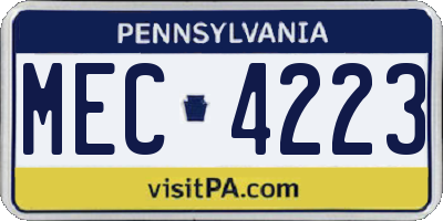 PA license plate MEC4223