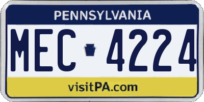 PA license plate MEC4224
