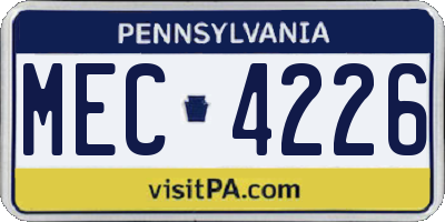 PA license plate MEC4226