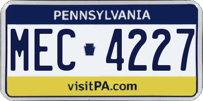 PA license plate MEC4227