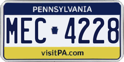 PA license plate MEC4228