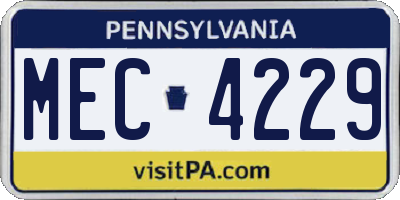PA license plate MEC4229