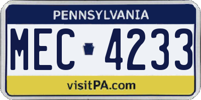 PA license plate MEC4233