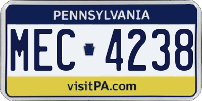 PA license plate MEC4238