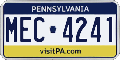 PA license plate MEC4241