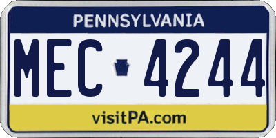 PA license plate MEC4244