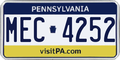 PA license plate MEC4252
