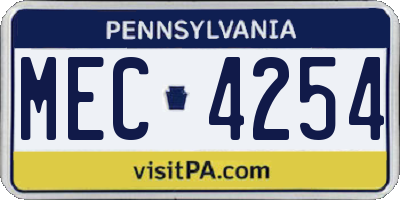 PA license plate MEC4254