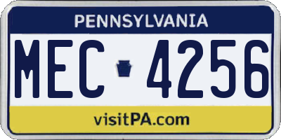 PA license plate MEC4256