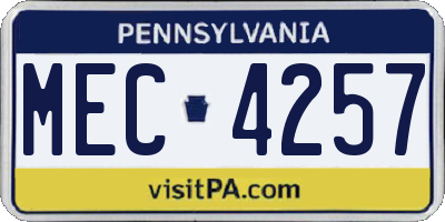 PA license plate MEC4257