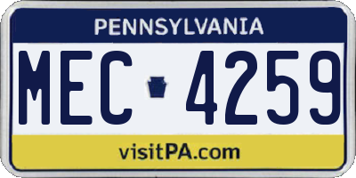 PA license plate MEC4259