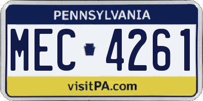 PA license plate MEC4261
