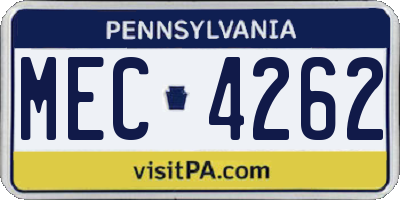 PA license plate MEC4262