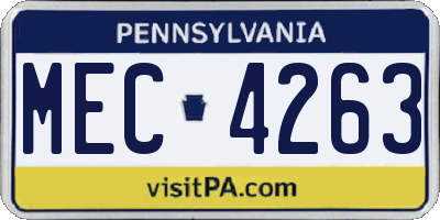 PA license plate MEC4263