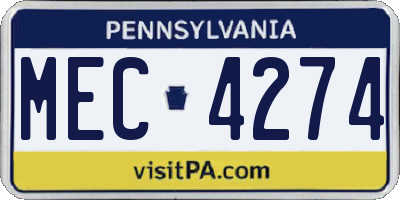 PA license plate MEC4274