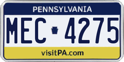 PA license plate MEC4275