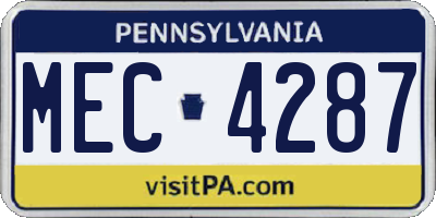 PA license plate MEC4287