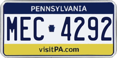PA license plate MEC4292