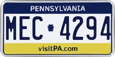 PA license plate MEC4294