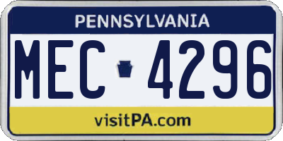 PA license plate MEC4296