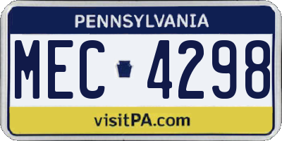 PA license plate MEC4298