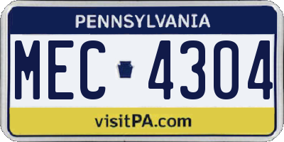 PA license plate MEC4304