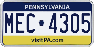 PA license plate MEC4305