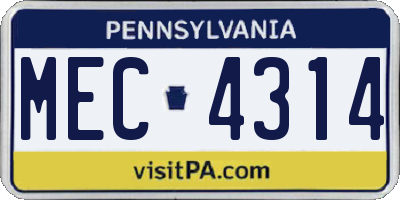PA license plate MEC4314