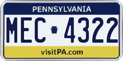 PA license plate MEC4322