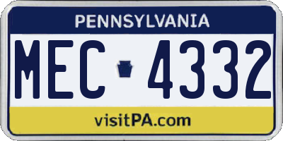 PA license plate MEC4332