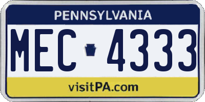 PA license plate MEC4333
