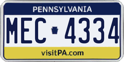 PA license plate MEC4334