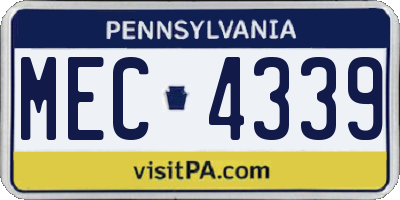 PA license plate MEC4339