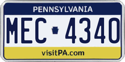 PA license plate MEC4340